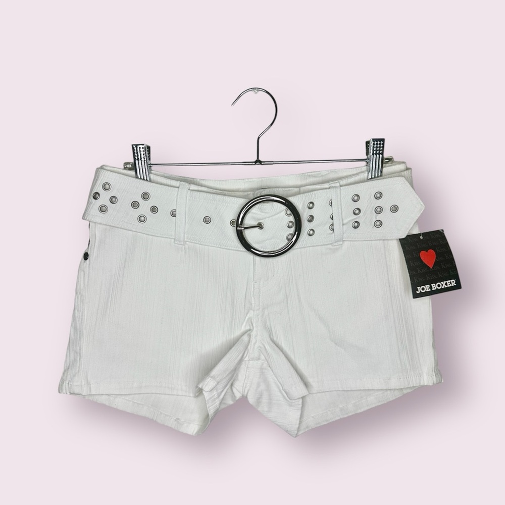 Y2K belted mini shorts